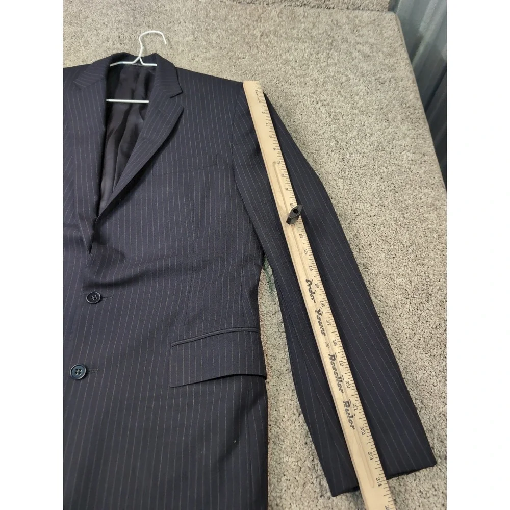 Ralph Lauren Black Label Mens Navy Blue Pinstripe Blazer Sport Coat Italy Sz 40R